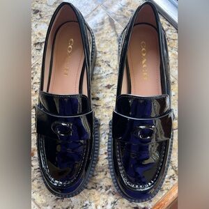 Coach Black Leather Loafers Flats